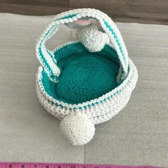 Lovely  Handmade Crochet Bunny Basket - Picture 4 of 5